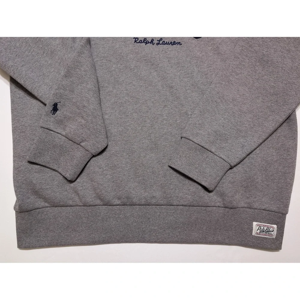 POLO Ralph Lauren Sweatshirt Mens XL Gray Excellent Embroidered Applique Logo